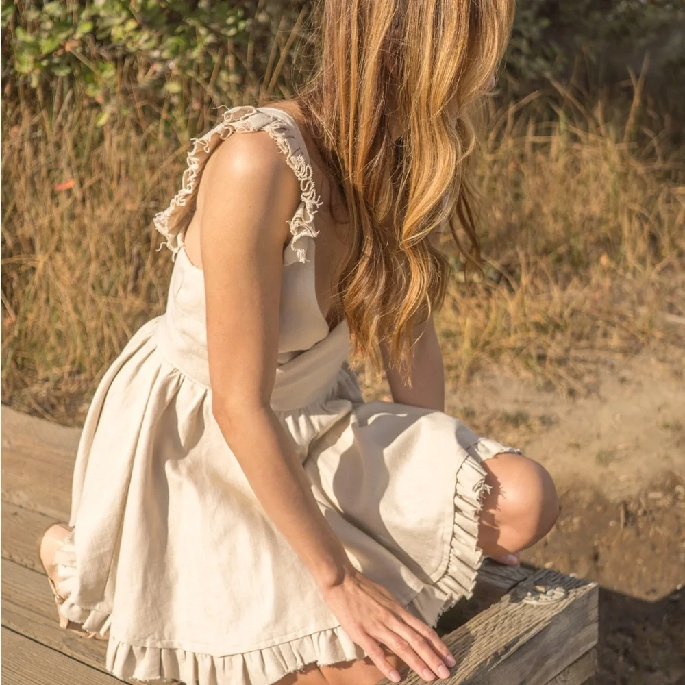 Alyssa Nicole Linen Ruffle Mini Dress - Picture 2 of 3